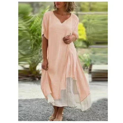 Two-Piece Asymmetrical Dress with Short Sleeves