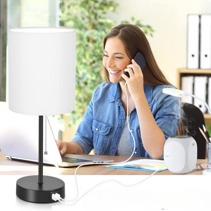 Table Lamps with USB Ports Modern Black Set