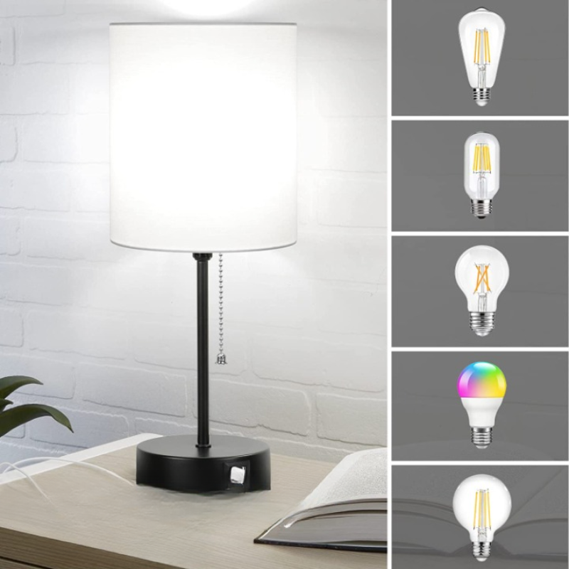 Table Lamps with USB Ports Modern Black Set