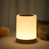 LED Table Lamp with Wooden Base and Touch Control