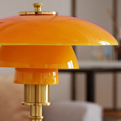 Table Lamp with Glass Shade and Brass Base