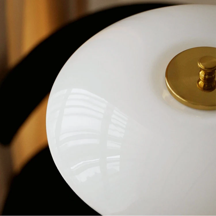 Table Lamp with Glass Shade and Brass Base