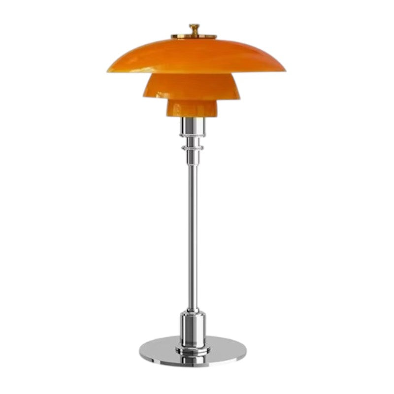 Table Lamp with Glass Shade and Brass Base