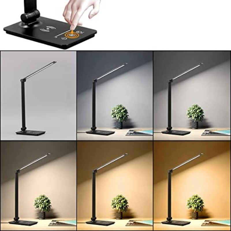 LED Desk Lamp with Wireless Charger Black