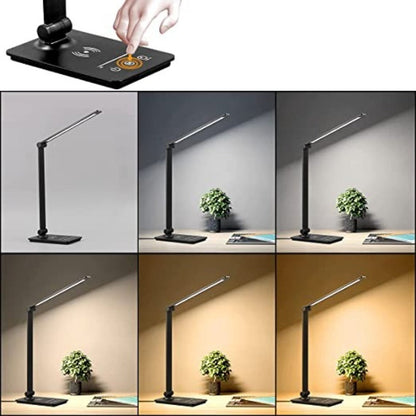 LED Desk Lamp with Wireless Charger Black