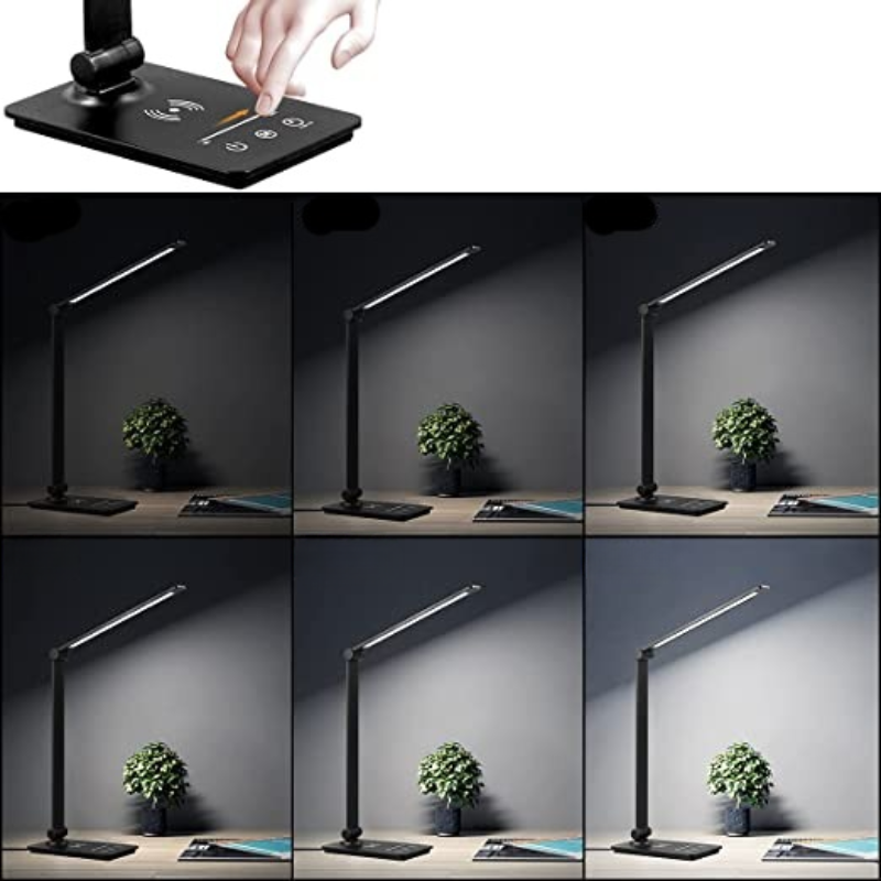LED Desk Lamp with Wireless Charger Black