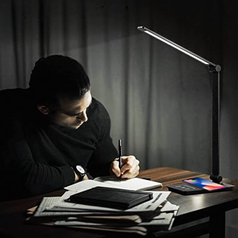 LED Desk Lamp with Wireless Charger Black