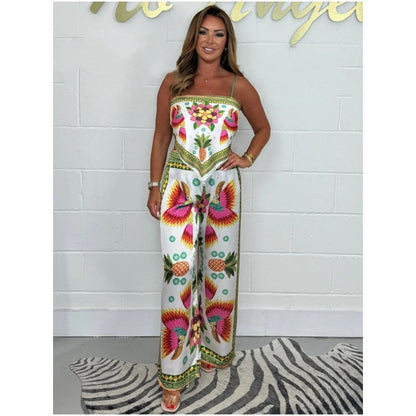 Sabina Spaghetti Strap Printed Top & Loose Pants 2-Piece Set