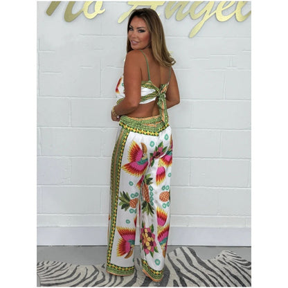Sabina Spaghetti Strap Printed Top & Loose Pants 2-Piece Set