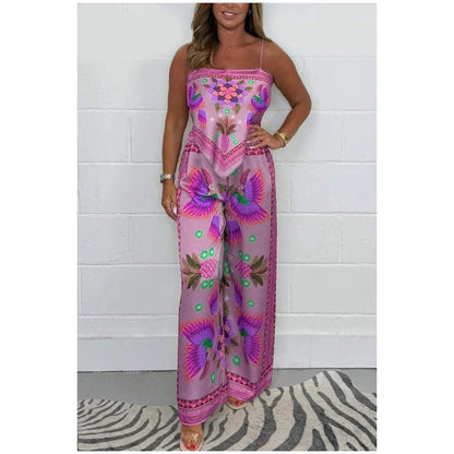 Sabina Spaghetti Strap Printed Top & Loose Pants 2-Piece Set