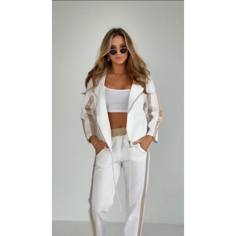 Cosima - Two-piece hooded tracksuit set with waist belt