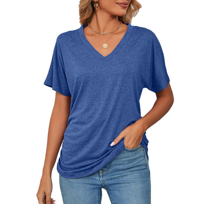 New Solid Color Women's Casual Tops with V-Neck