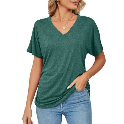 New Solid Color Women's Casual Tops with V-Neck