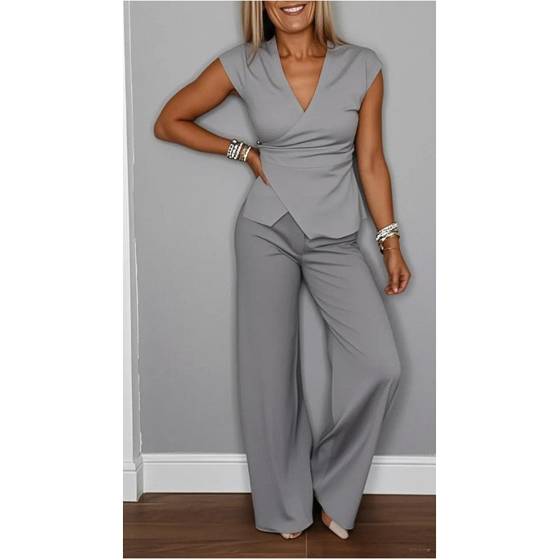 Jessira™ - Elegant women's set: top with v-neck and pants