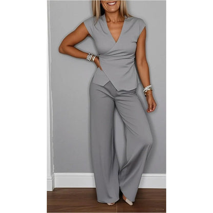 Jessira™ - Elegant women's set: top with v-neck and pants