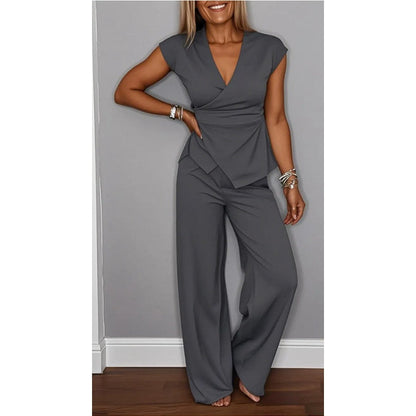 Jessira™ - Elegant women's set: top with v-neck and pants