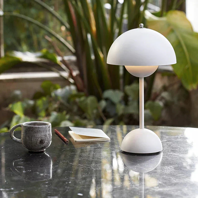 Table Lamp with White Dome and LED Light