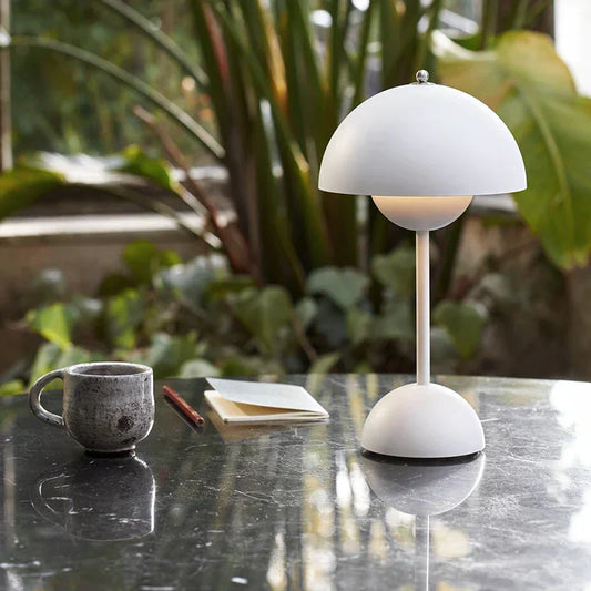 Table Lamp with White Dome and LED Light