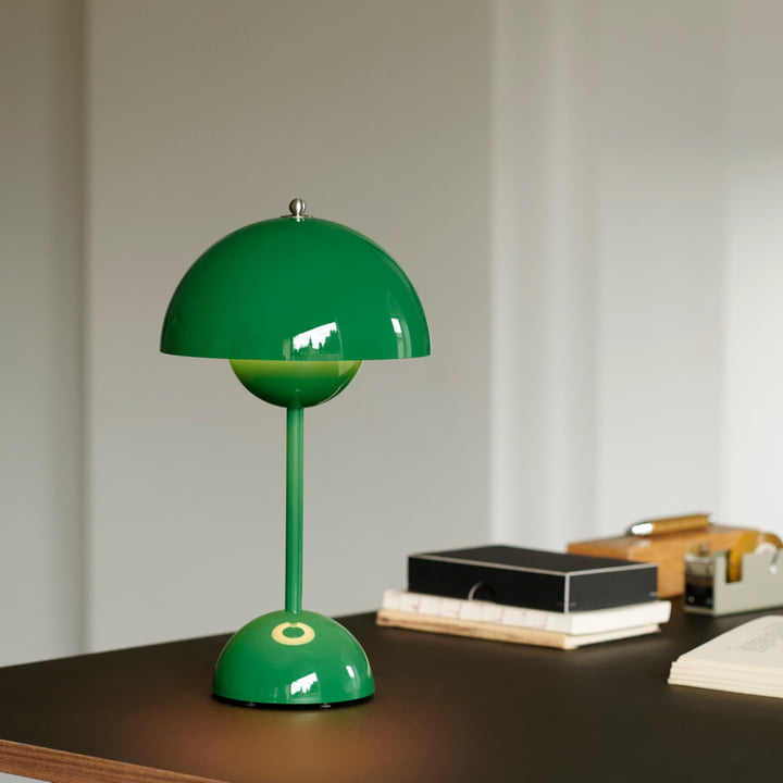 Table Lamp with White Dome and LED Light