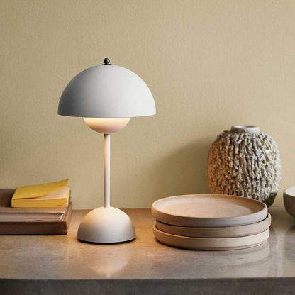 Table Lamp with White Dome and LED Light