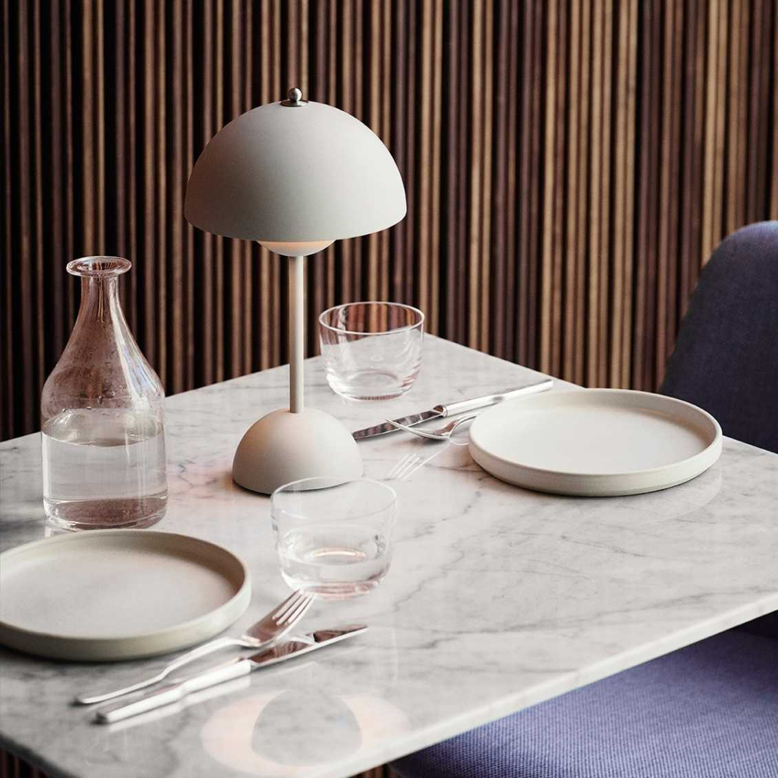 Table Lamp with White Dome and LED Light