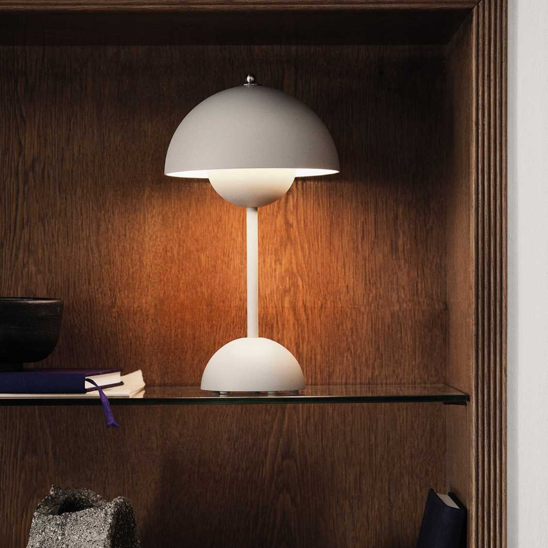 Table Lamp with White Dome and LED Light