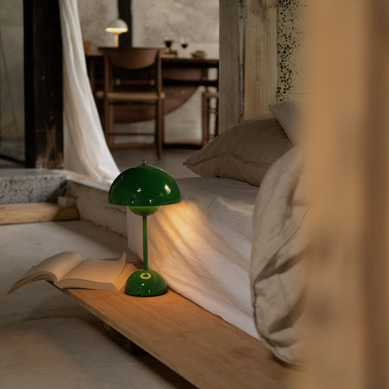Table Lamp with White Dome and LED Light