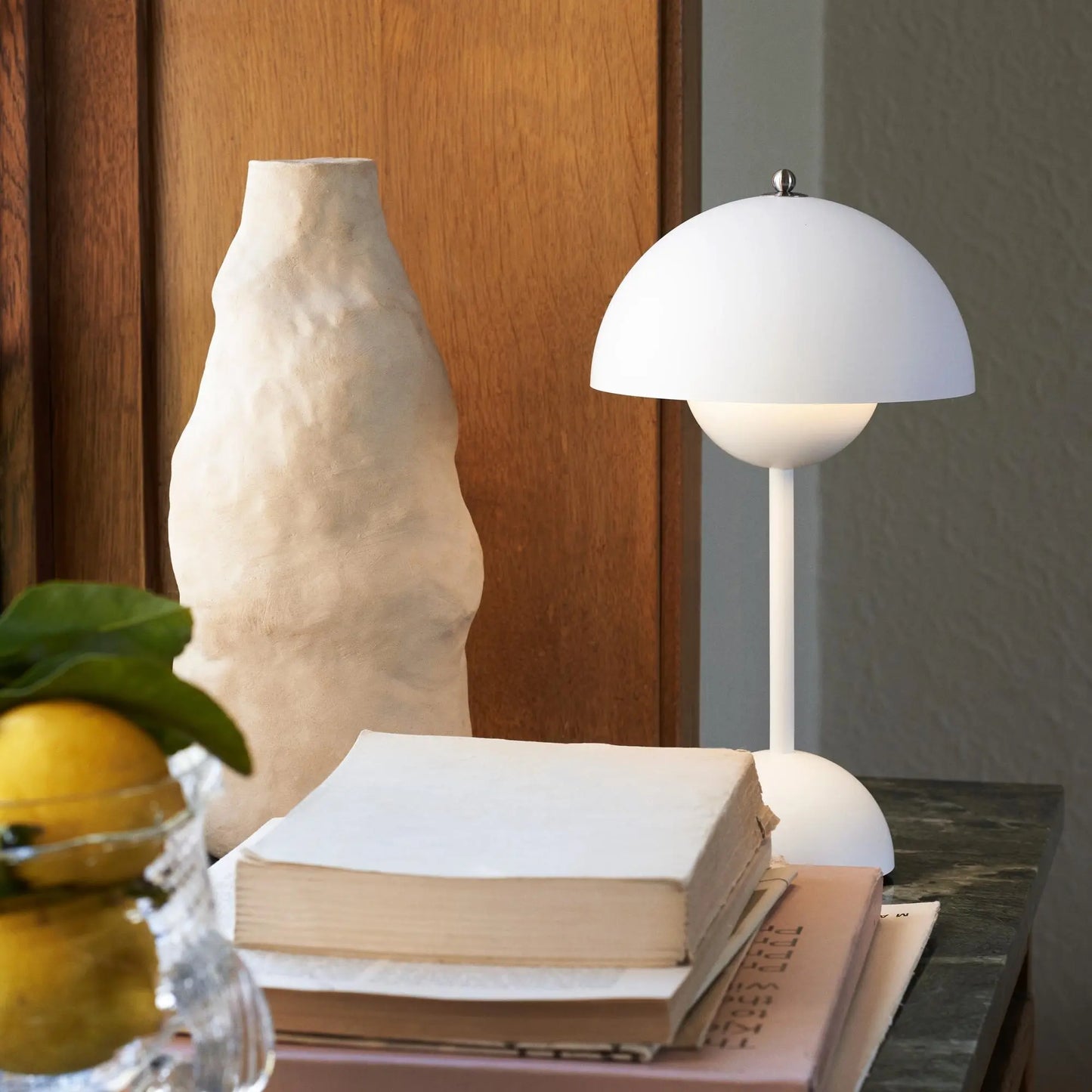 Table Lamp with White Dome and LED Light