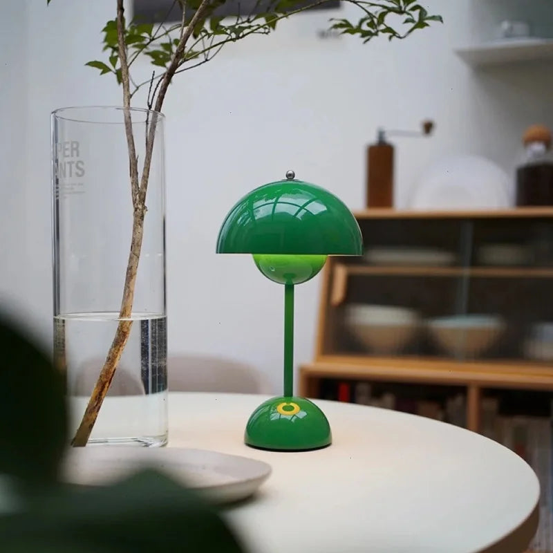 Table Lamp with White Dome and LED Light