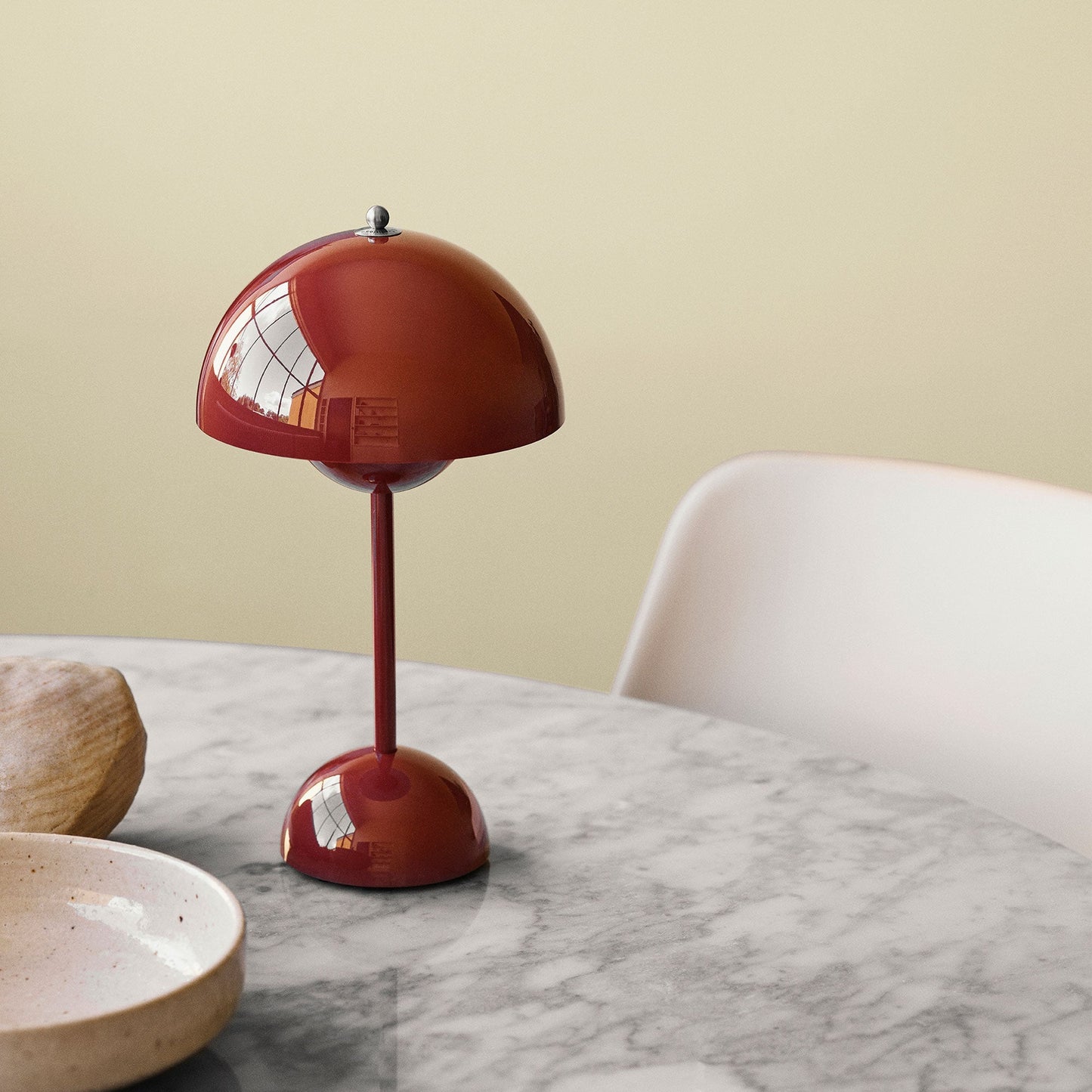 Table Lamp with White Dome and LED Light
