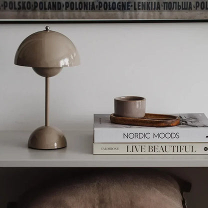 Table Lamp with White Dome and LED Light