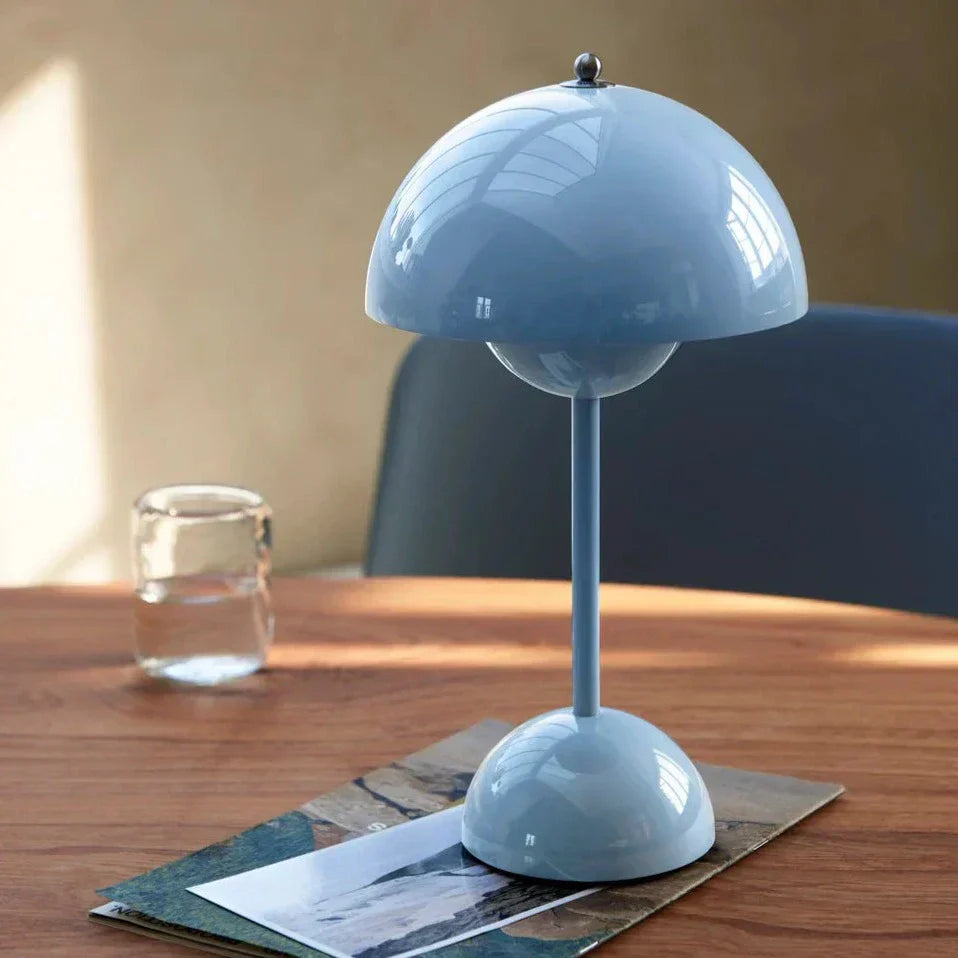 Table Lamp with White Dome and LED Light