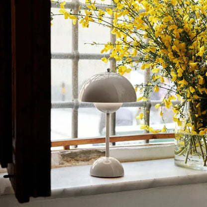 Table Lamp with White Dome and LED Light