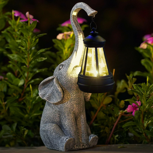 Solar Elephant Garden Light Resin Ornament