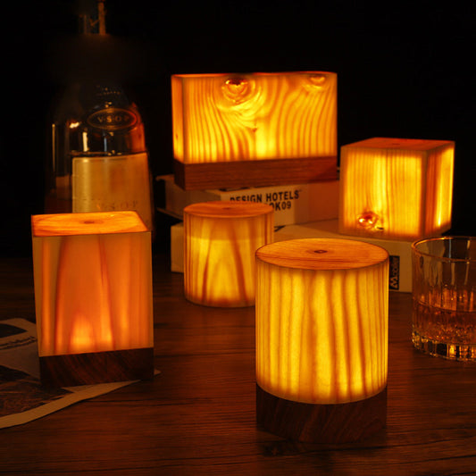 Table Lamp with Touch Control Wood Finish