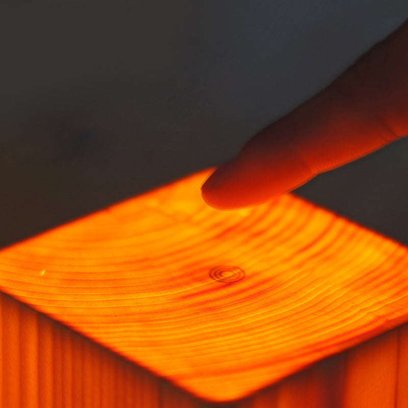 Table Lamp with Touch Control Wood Finish