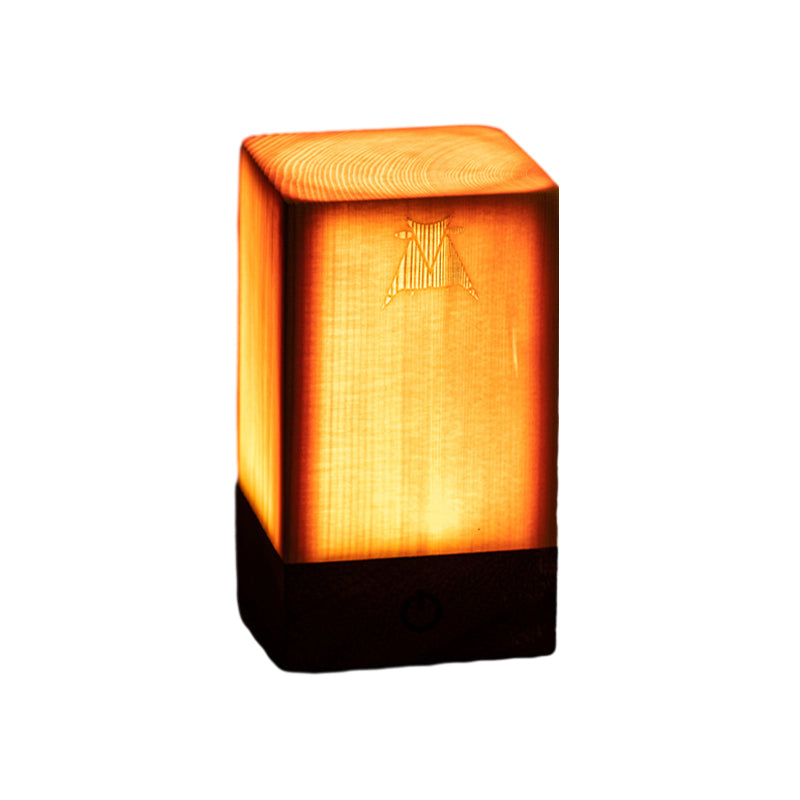 Table Lamp with Touch Control Wood Finish