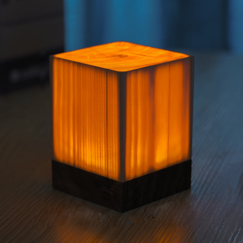 Table Lamp with Touch Control Wood Finish