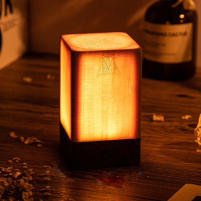 Table Lamp with Touch Control Wood Finish
