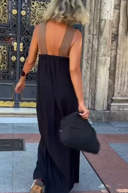 Melina Cross Halter Neck Sleeveless Stitching Dress