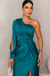 VERA – ONE-SHOULDER SATIN EVENING DRESS